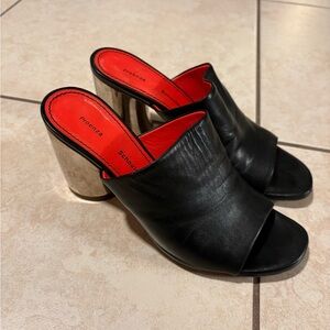 Proenza Schouler Black and Red Mules with Silver Heel